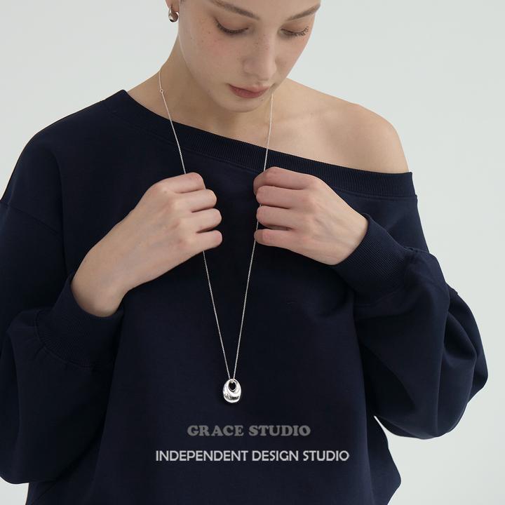 坠链均925银 G/S都市街头 极简高级感椭圆毛衣链秋冬百搭长项链