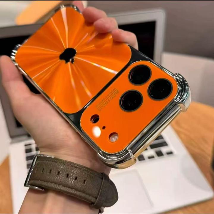 四角防摔极光纹大视窗适用苹果17proMax手机壳iPhone16时尚15简约