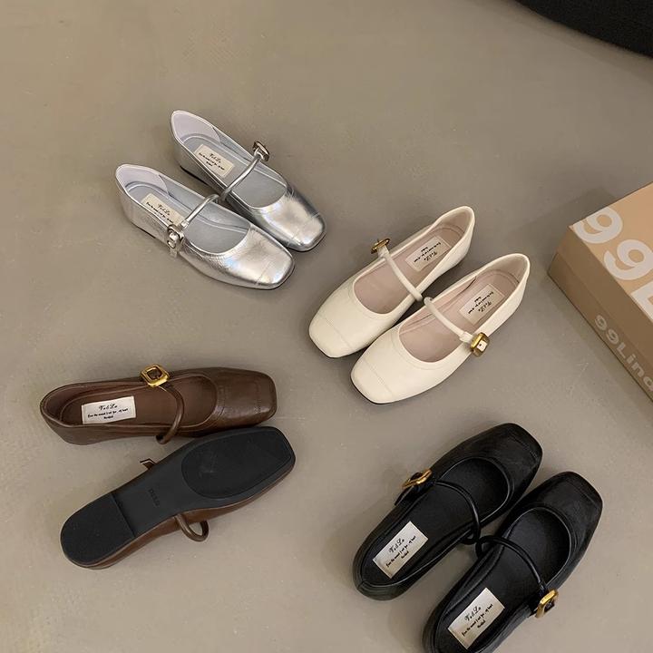 单鞋百搭玛丽珍法式平底方头皮鞋夏季软底复古春季春夏粗跟温柔