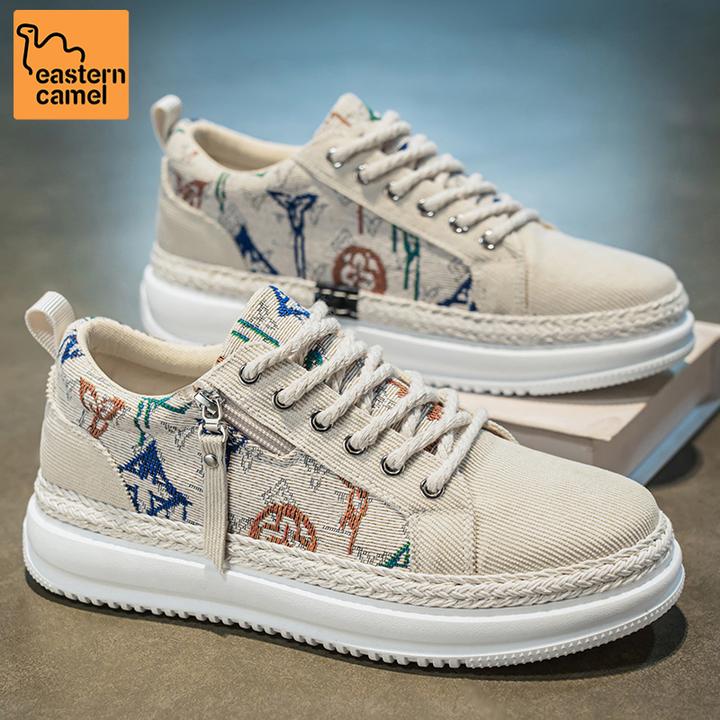 东方骆驼帆布男鞋2025新款秋季韩版低帮运动板鞋软底百搭休闲潮鞋