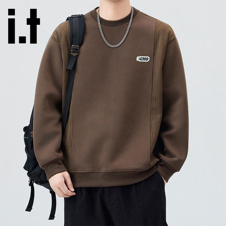 it:CHOCOOLATE美式重磅休闲卫衣男款秋季套头长袖拼接上衣时尚潮