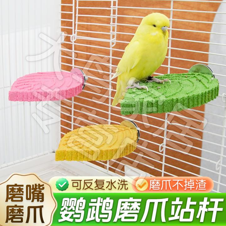 【磨喙磨爪 不易掉渣】鹦鹉树叶磨砂站杆玄凤站架鸟用树脂耐啃咬KJ