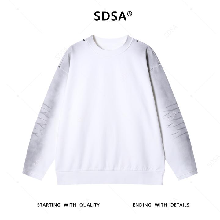 SDSA男士秋冬新款痞帅男装简约扎染铆钉圆领卫衣宽松情侣套头上衣