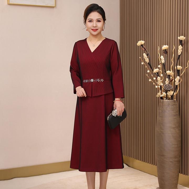 喜妈妈婚宴礼服高端轻奢高级感10月份喜婆婆礼服洋气敬酒服连衣裙