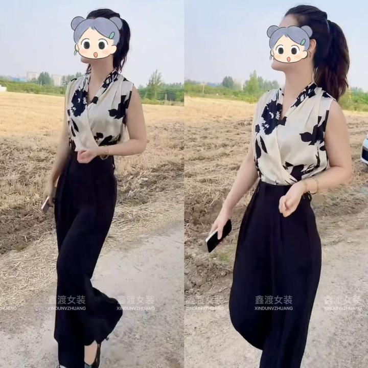 2025夏季新款时尚显瘦气质女士网红洋气两件套百搭款D9287