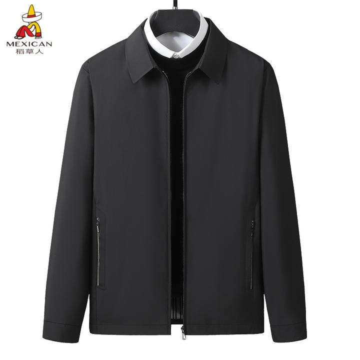 稻草人中老年翻领高品质羽绒服上衣夹克中年立领外套春秋