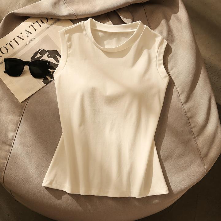 纯色简约圆领背心吊带夏季洋气时尚减龄修身内搭打底无袖上衣外穿