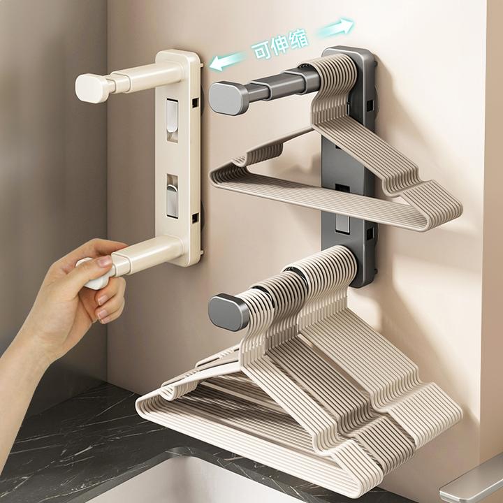 吸盘衣架收纳神器家用阳台多功能伸缩免打孔无痕挂衣架子墙上壁挂