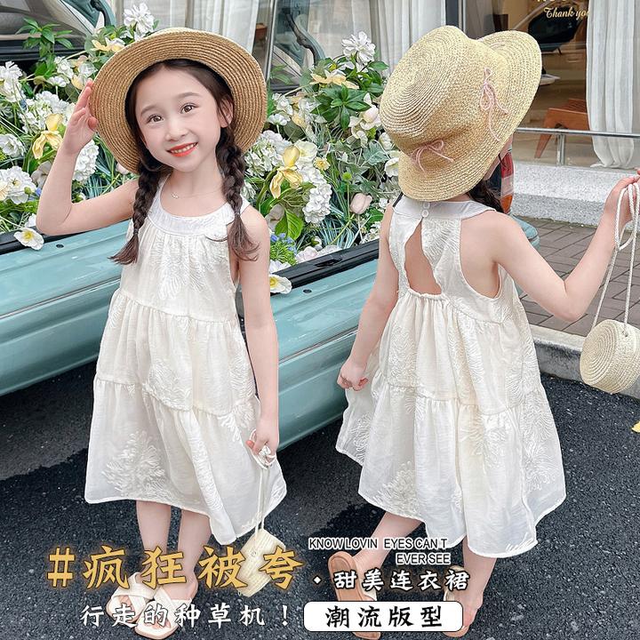 女童白色连衣裙夏装2025新款小童韩范甜美气质网红夏季女宝宝裙子