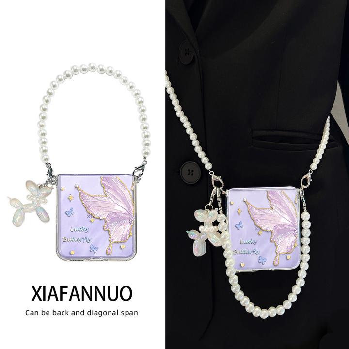 适用小米mixflip2手机壳折叠屏MIX Flip2外壳女带挂绳高颜值蝴蝶