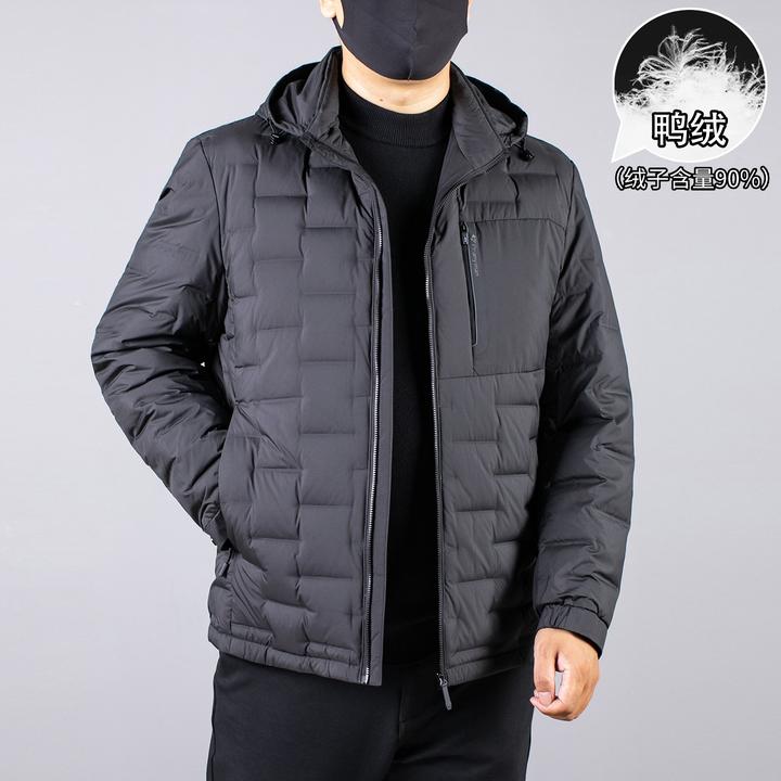 大码男装轻薄羽绒服冬季胖子宽松可脱卸帽鸭绒加肥加大男保暖外套