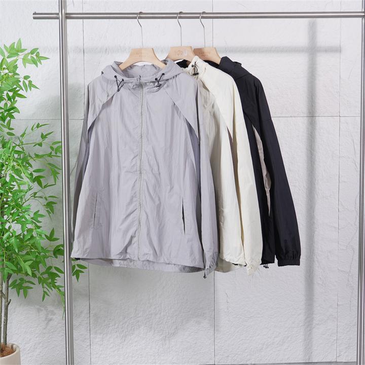 早秋男士轻薄百搭休闲连帽外套男款防晒纯色速干长袖夹克ZJ199