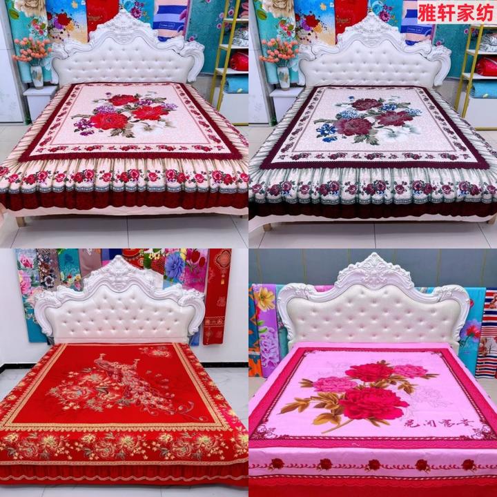 国潮风印花定位床单(多色可选）加大加厚床单防滑防皱2.3米x2.3米