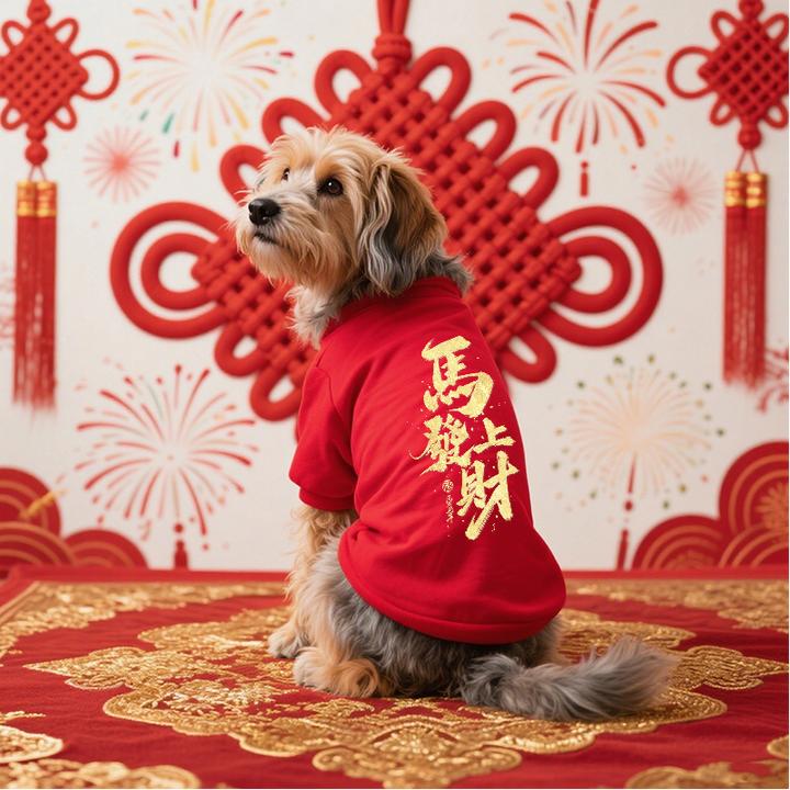 新款马上发财狗狗衣服小猫咪衣服泰迪博美加绒保暖小型犬宠物衣服