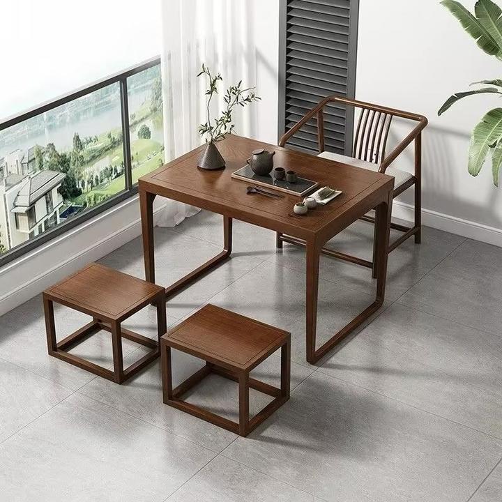 新中式简约阳台茶桌椅家用禅意泡茶桌泡茶台小方桌茶几套装实木桌