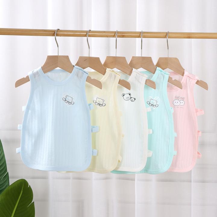 婴幼儿A类纯棉琵琶衣男女宝宝夏季超薄肩开扣无袖背心新生儿肚兜