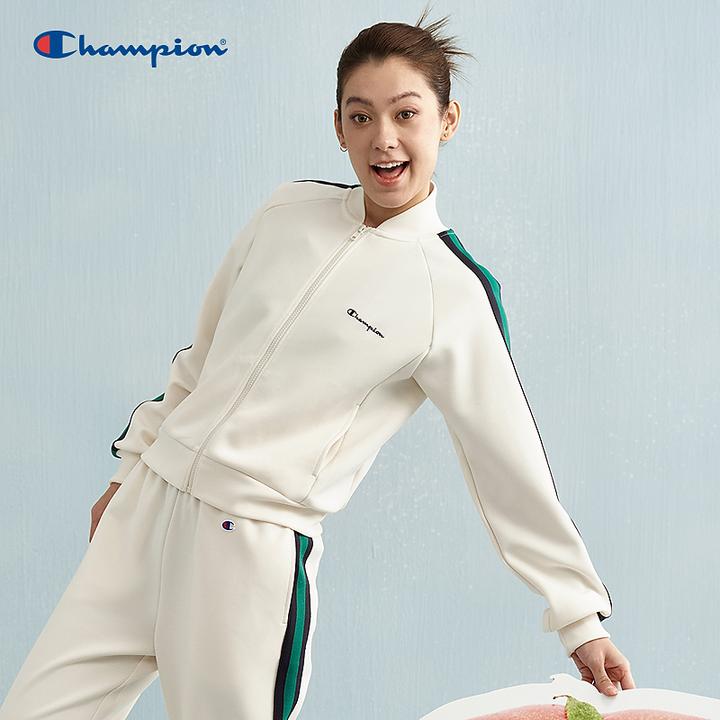 Champion冠军25年春季新款拼色开襟夹克女运动风开衫外套撞色简约