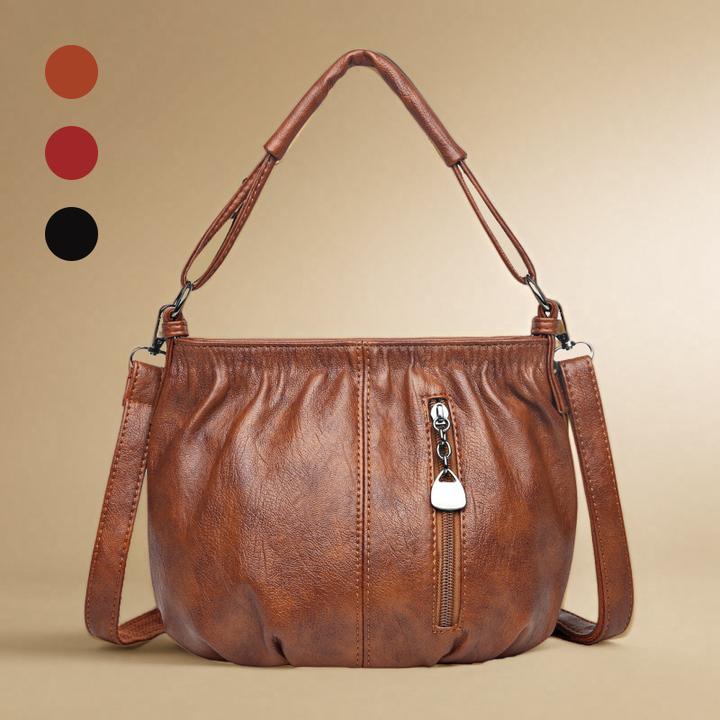 2025新款女士手提包时尚复古欧美风大容量斜挎小包软质材质酒红黑