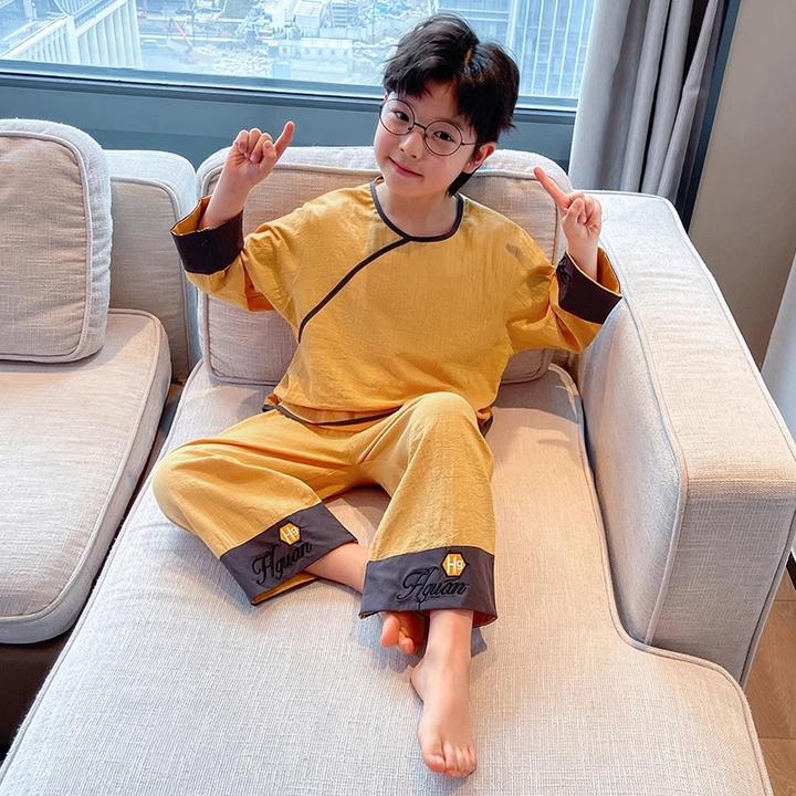 男童睡衣春秋款2025新款儿童洋气长袖小男孩大童春装家居服空调服