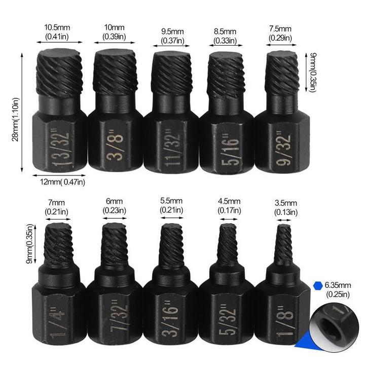 内六角断丝取出器螺丝取出取丝10件套C4206-6万能套筒套装工具
