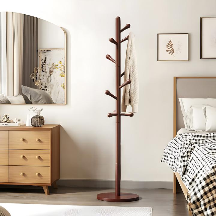 立式衣帽架实木轻奢落地家用卧室玄关小型入户挂衣架包架不占空间