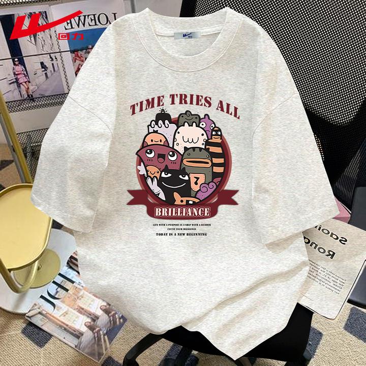 回力夏季新款韩版夏装纯棉T恤男女宽松运动圆领短袖情侣装体恤衫