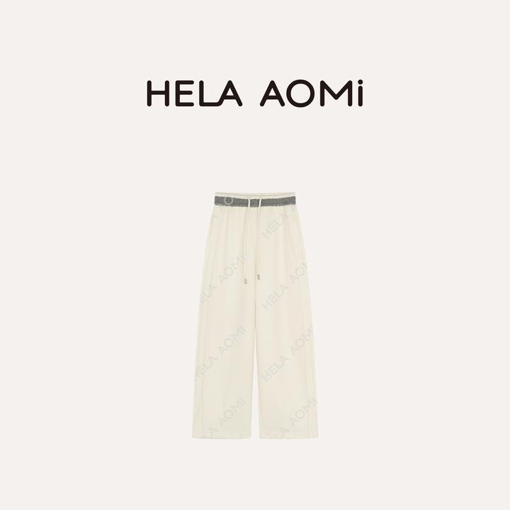 HELA AOMI “暖暖藏肚裤”绵羊毛醋酯撞色垂坠感休闲裤CY5CM61578