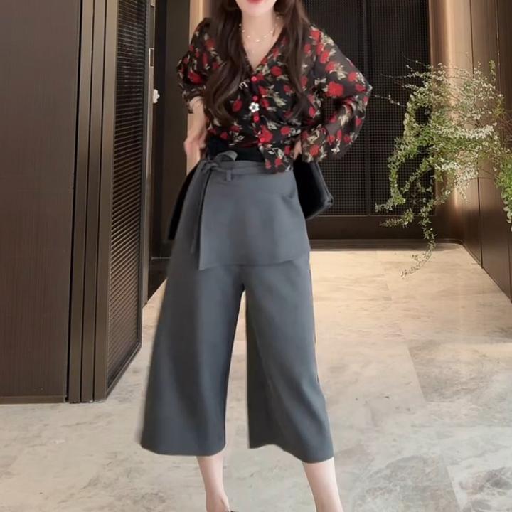 2025春季新款高级感玫瑰上衣+百搭显瘦气质西装裤LK2502833
