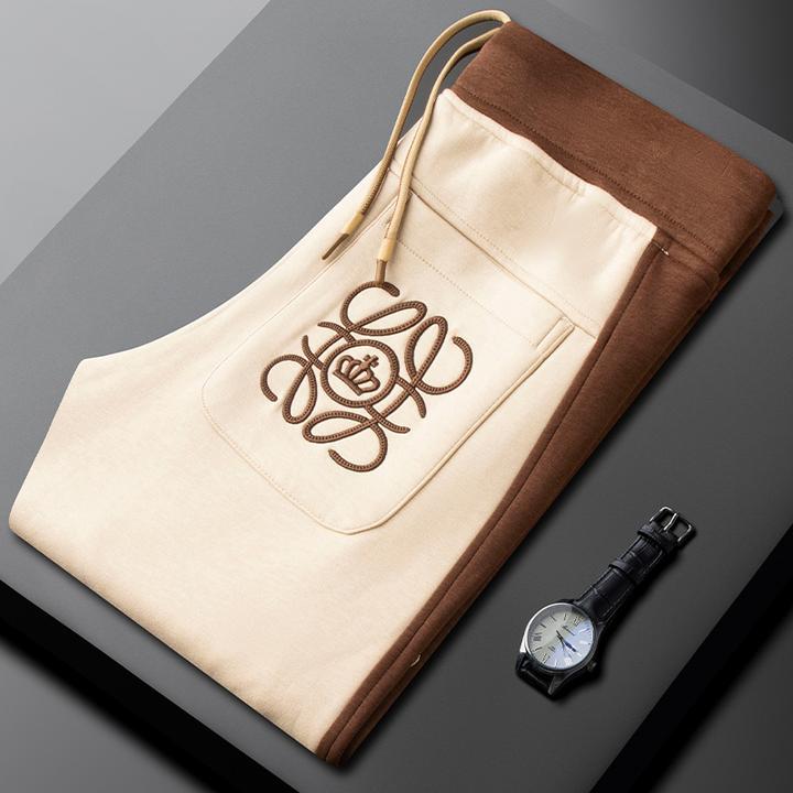 简纳曼克休闲运动裤男士秋冬季2025新款高端修身宽松针织束脚卫裤