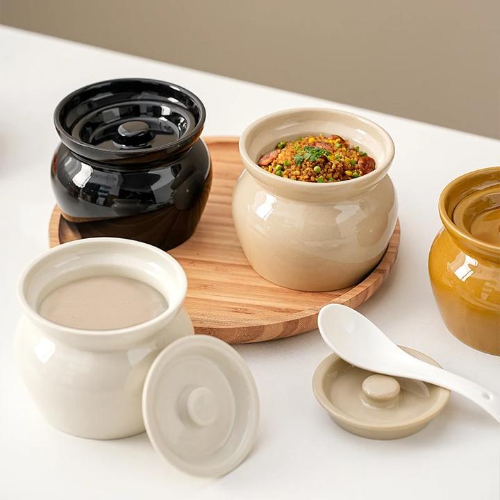 陶瓷炖盅隔水炖家用带盖蒸菜鸡蛋羹汤盅炖罐专用蒸蛋碗煲汤小瓦罐