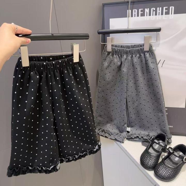 2025秋季新款童装韩版女童波点木耳边裤子儿童宽松休闲阔腿裤洋气