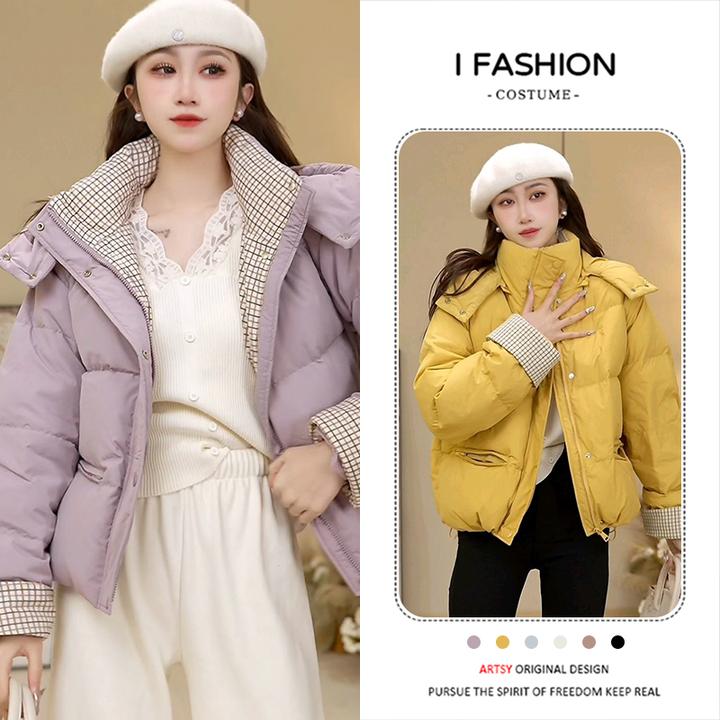 短款连帽羽绒棉服女款2025冬季新款洋气百搭减龄加厚保暖棉袄外套