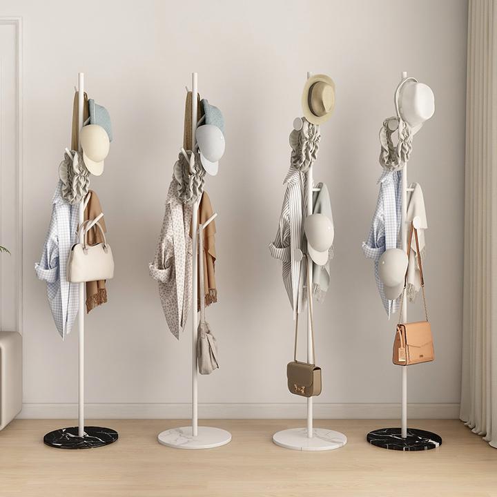 简易挂衣架奶油风衣架卧室落地衣服架子家用入户立式单杆式衣帽架