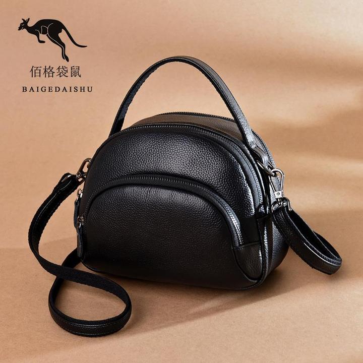 袋鼠真皮女包包2025新款休闲时尚简约妈妈包斜挎包百搭女士手提包