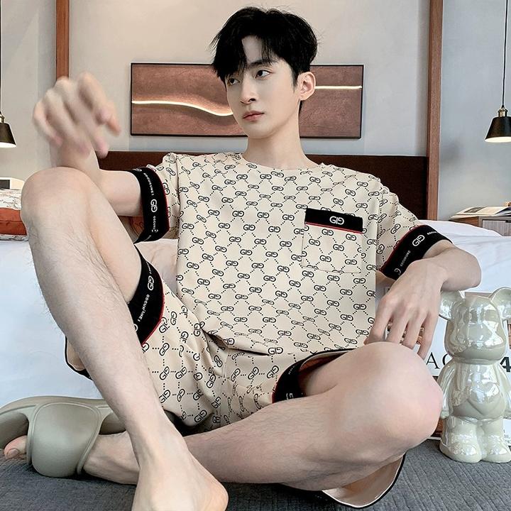 【2025新款】2025夏季薄款男士短袖五分裤休闲可外穿家居服套装舒适