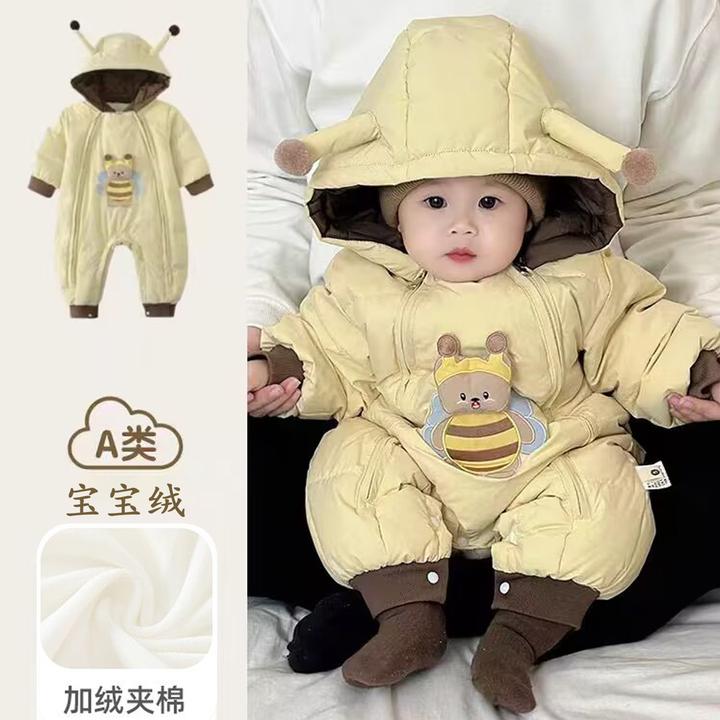 婴儿衣服冬季加厚保暖连体衣冬装超萌宝宝棉服冬天抱衣外出服