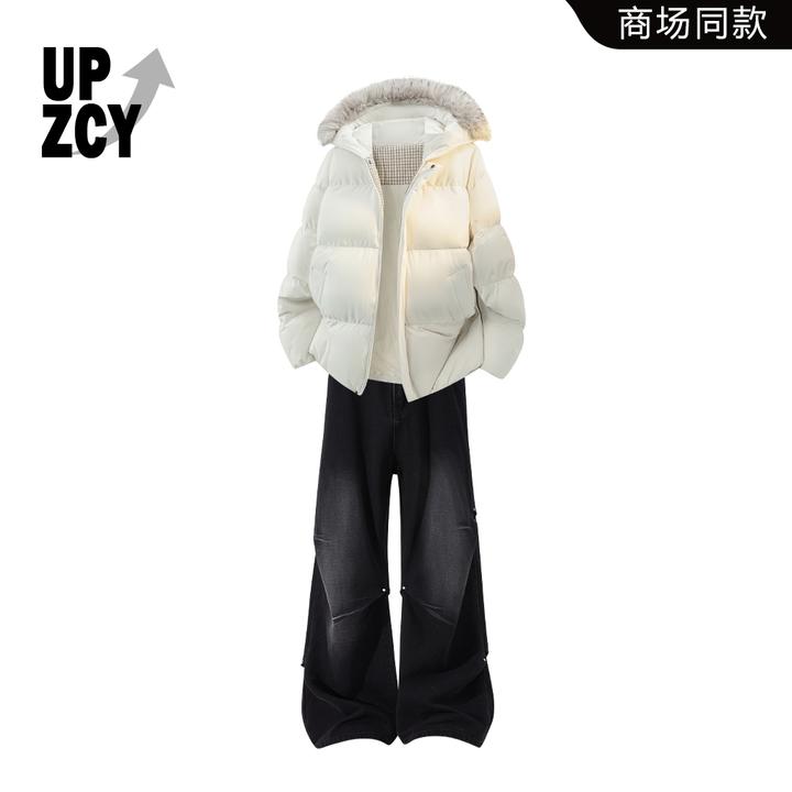 UPZCY潮流时尚棉衣套装男冬季纯色休闲简约两件套轻奢慵懒风男装