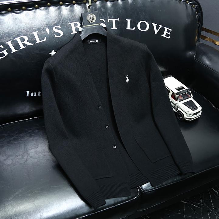 ONTERNATIN春秋季潮牌英伦风休闲个性无领针织开衫毛衣外套男修身