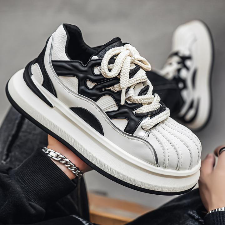 男士爆款厚底小白鞋2025秋季超火贝壳头增高板鞋白色休闲鞋男潮鞋