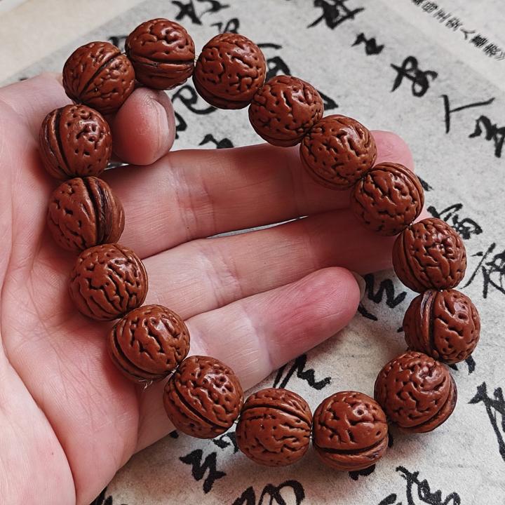 桃核手串 直径15毫米 包浆核桃 盘玩手串手持把件 一物一图8号