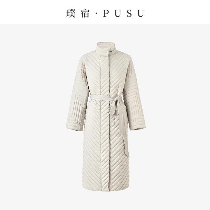 璞宿 轻量随行 90白鹅绒立领中长款系带外套 55595