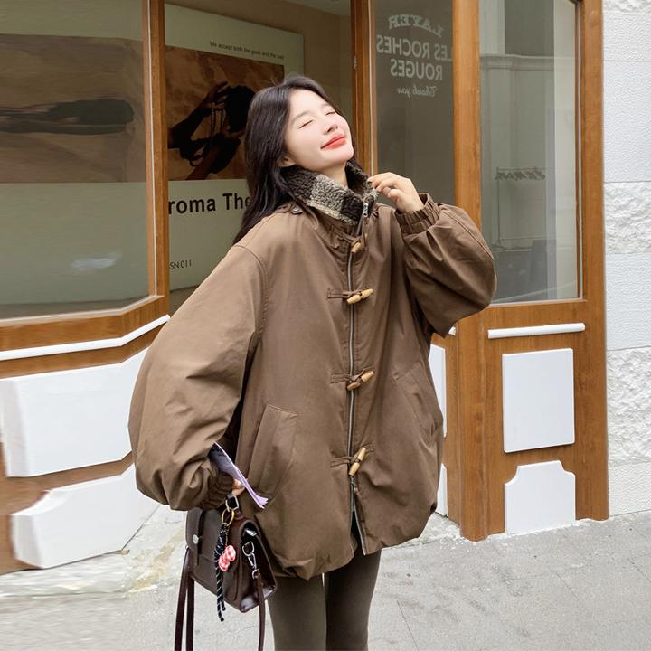 小众美拉德复古咖色派克服女2025冬季新款韩系工装ins风棉服外套