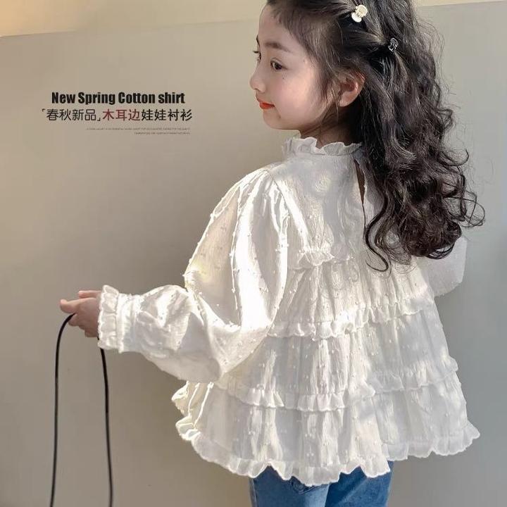 女童衬衫春款2025新款韩版春季洋气女宝宝长袖秋装上衣纯棉娃娃衫