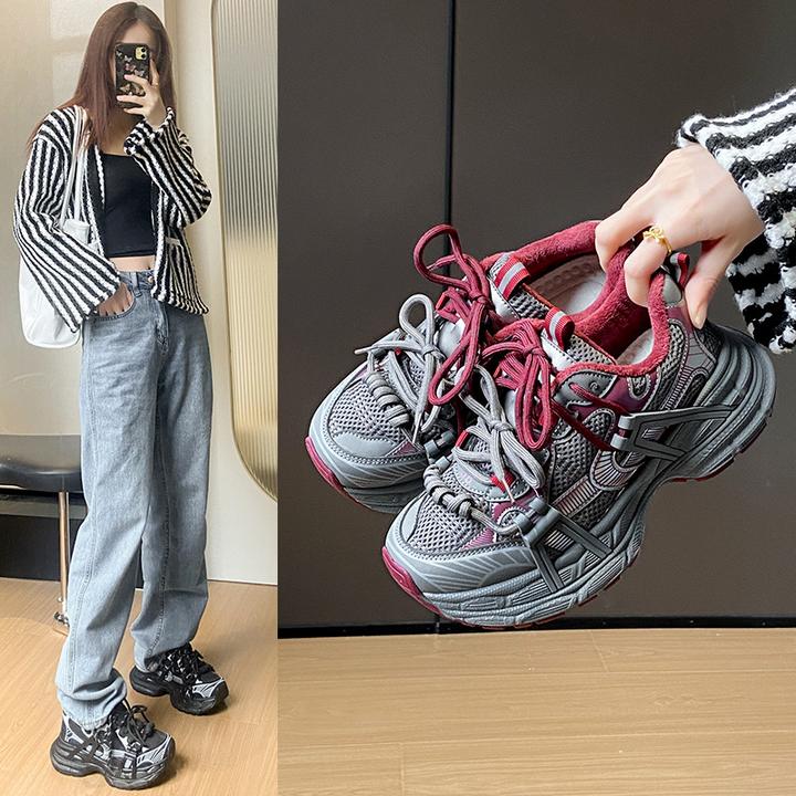 春季韩版加绒网红老爹鞋女冬季学生时尚百搭运动厚底跑步鞋休闲鞋