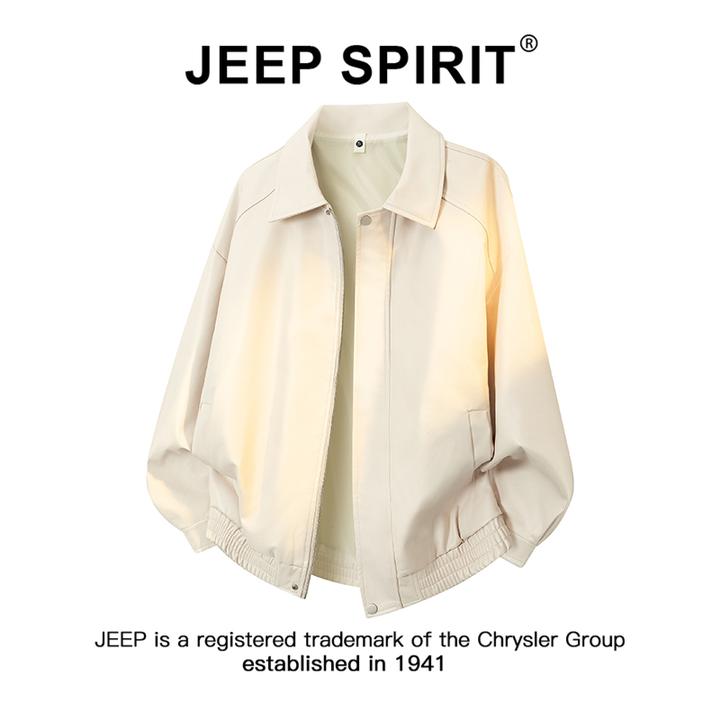 JEEPSPIRIT吉普美式复古PU翻领皮衣夹克男秋季新款美拉德机车外套