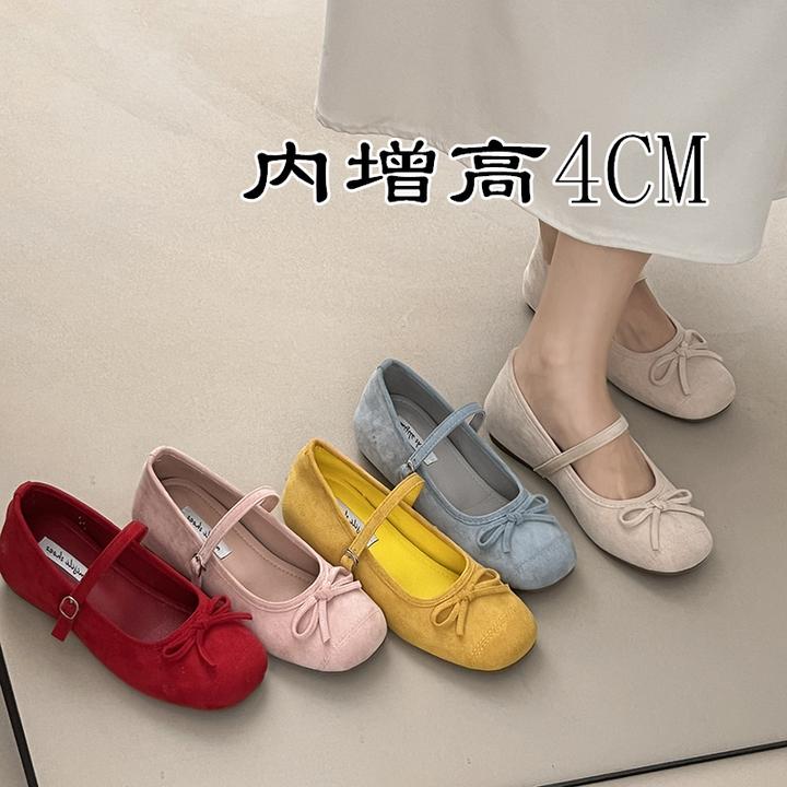 法式温柔蝴蝶结玛丽珍鞋女2025春季新款内增高芭蕾舞鞋配裙子单鞋