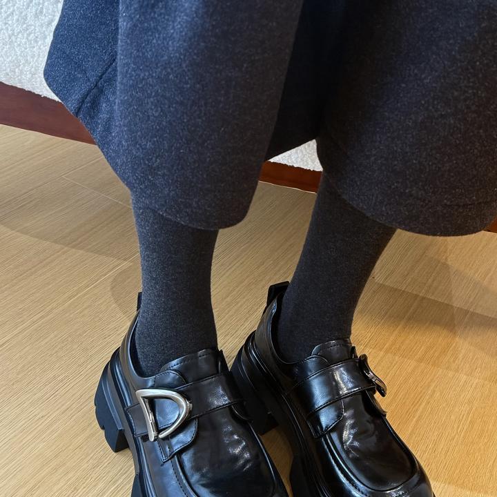 二姐的宝藏冬季新款厚底增高百搭乐福小皮鞋#25479