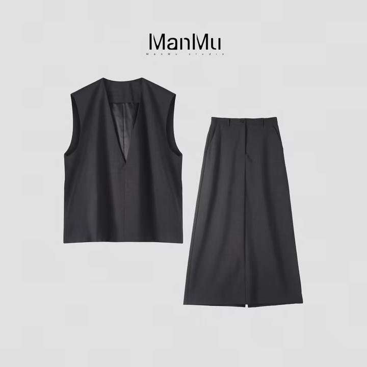 满目ManMu 【张琪专属】老钱风羊毛时尚气质百搭套装350142/350143