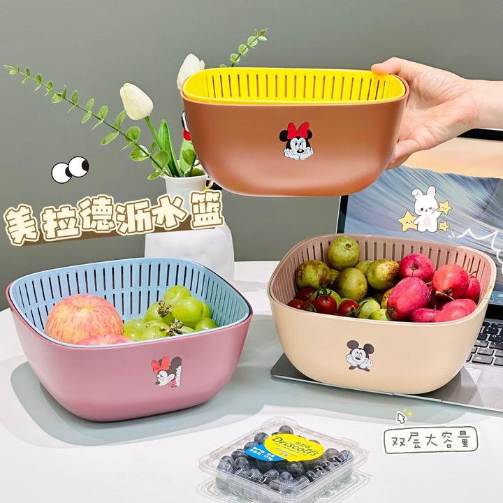 2025双层洗菜盆沥水篮厨房沥水神器家用多功能塑料漏水篮水果篮子