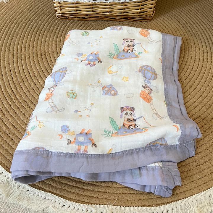 婴儿柔软竹纤维盖毯宝宝四季纱布盖毯双层儿童夏季薄盖毯午睡毯子